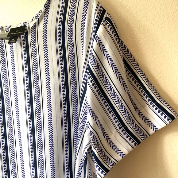 Worthington Tops - Blue and white stripe shirt with button in back